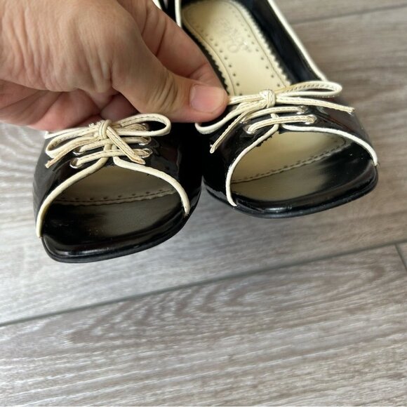 Franco Sarto Gabriel Patent Leather Open Toe  Pumps - Picture 5 of 14